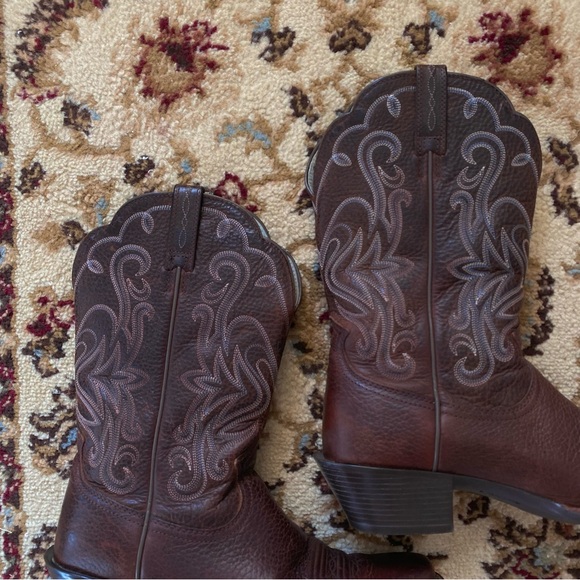 Ariat Boots Legend Oiled Square Toe Brown Western Cowgirl - Picture 3 of 12